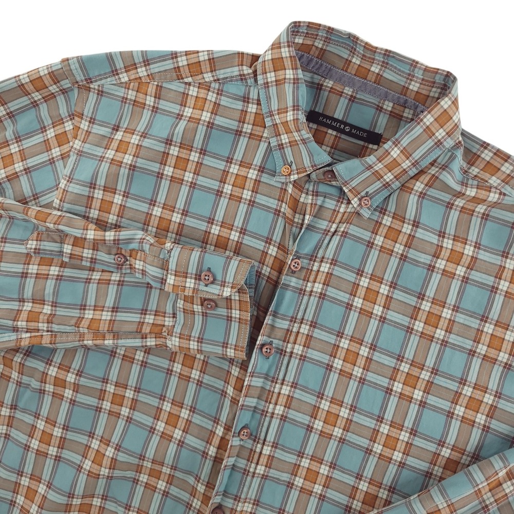 Hammer Made Shirt Womens XL Blue Plaid Long Sleeve Button Up Woven Casual